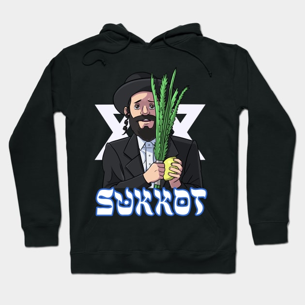 Happy Sukkot Lulav and Etrog Jewish Celebration Hoodie by Noseking